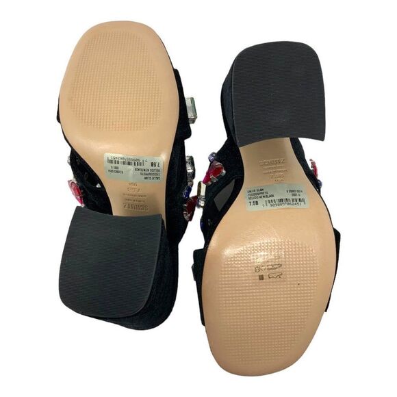Schutz Callie Glam Square Toe Crystal Embellished High Heel Sandal Size 7.5 NWT - Picture 8 of 8